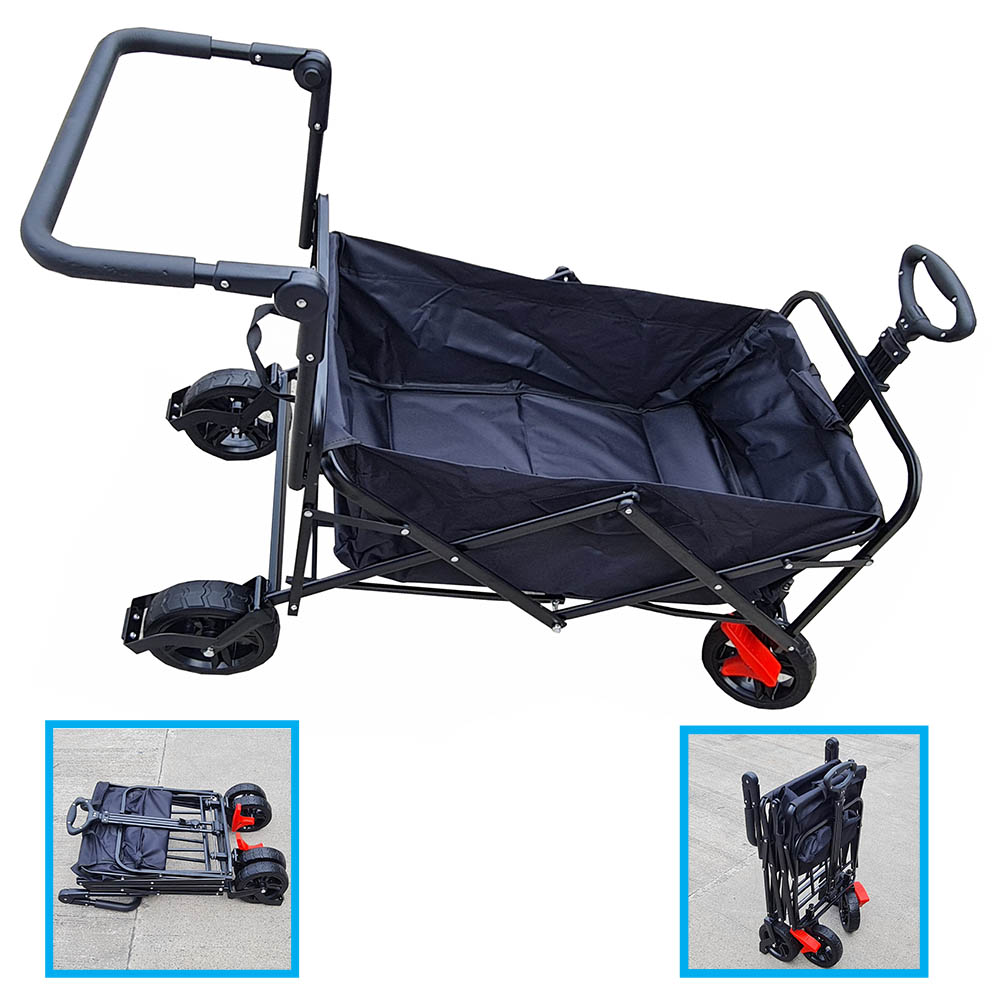 Large Wheel Folding Wagon Pull Along Cart Trolley Garden Camping Festival Beach