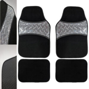 4 PIECE HEAVY DUTY UNIVERSAL TITAN METALLIC LOOK FLOOR MAT SET VAN CAR MATS