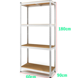 4 Tier 180cm x 90cm x 60cm Heavy Duty Metal Galvanised Shelving Rack Unit