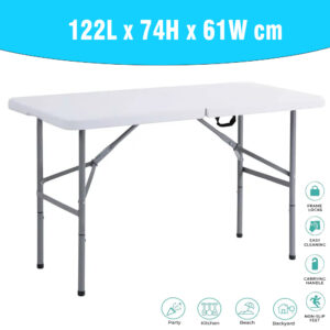 4FT HEAVY DUTY FOLDING TABLE PORTABLE PLASTIC CAMPING GARDEN CATERING NEW
